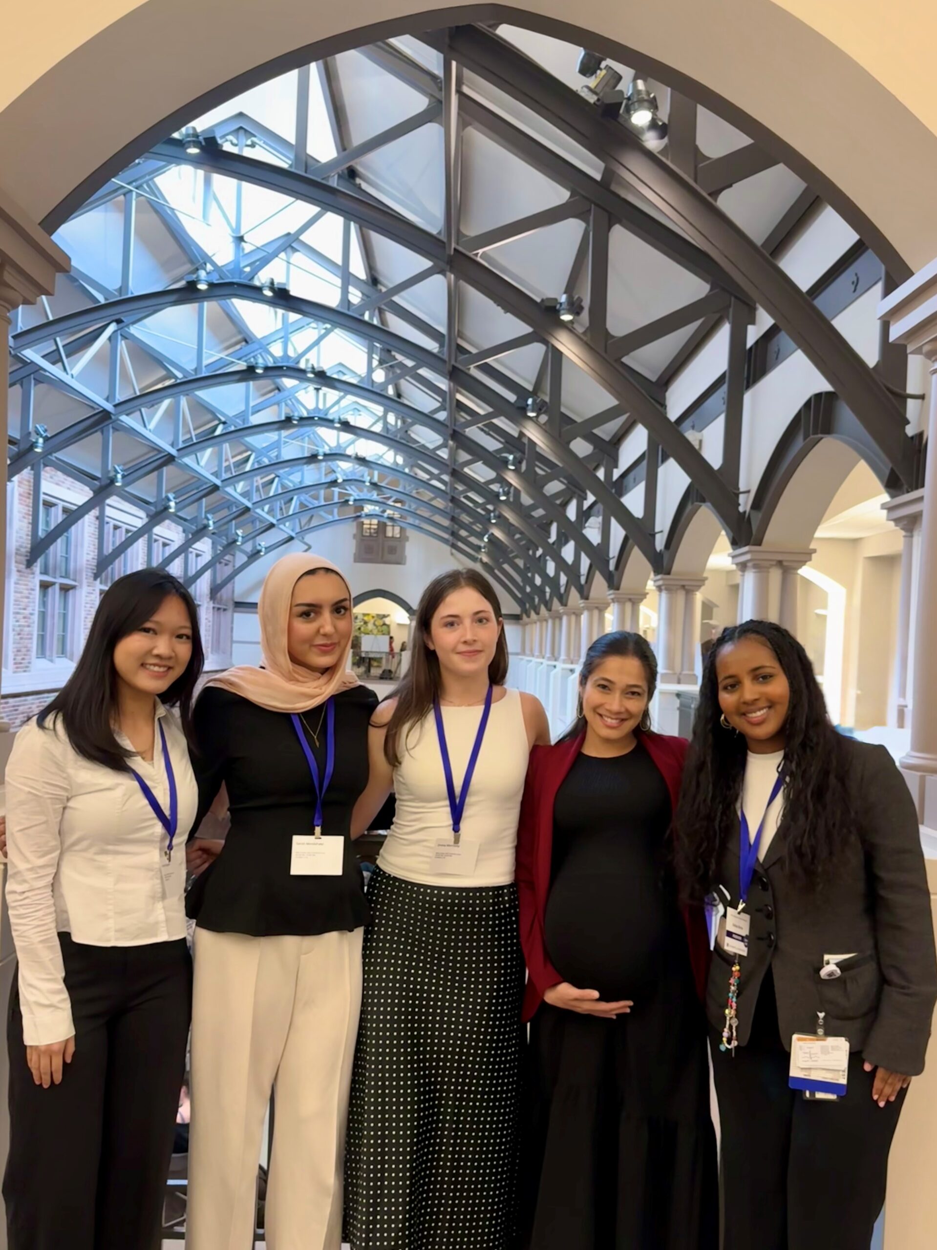 Pictured from left to right: Kimmy Nguyen (BSN Student), Sarah Mendahawi (BS Neuroscience Student), Emma Morrissey (BS Psychology Student), Dr. Maya Elias (Principal Investigator), and Delina Berhe (BSN Honors Student) at the 2026 University of Washington Undergraduate Research Symposium.